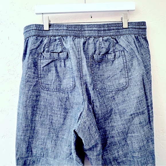 LANE BRYANT 100% Cotton Wide Leg Elastic Waist Chambray Pull-on Casual Pants 14 - Picture 5 of 9